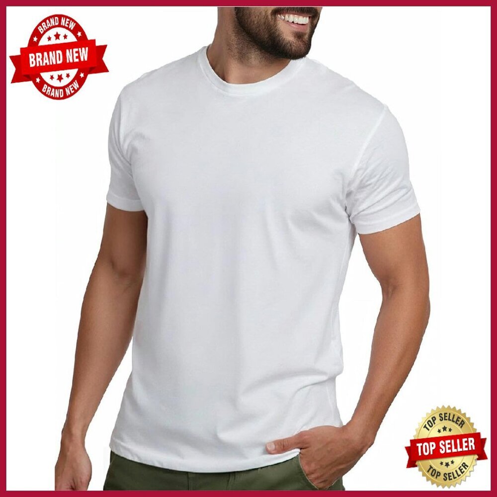 Soft Cotton Blend Athletic Fit Crew Neck Tee Sizes S-4xl